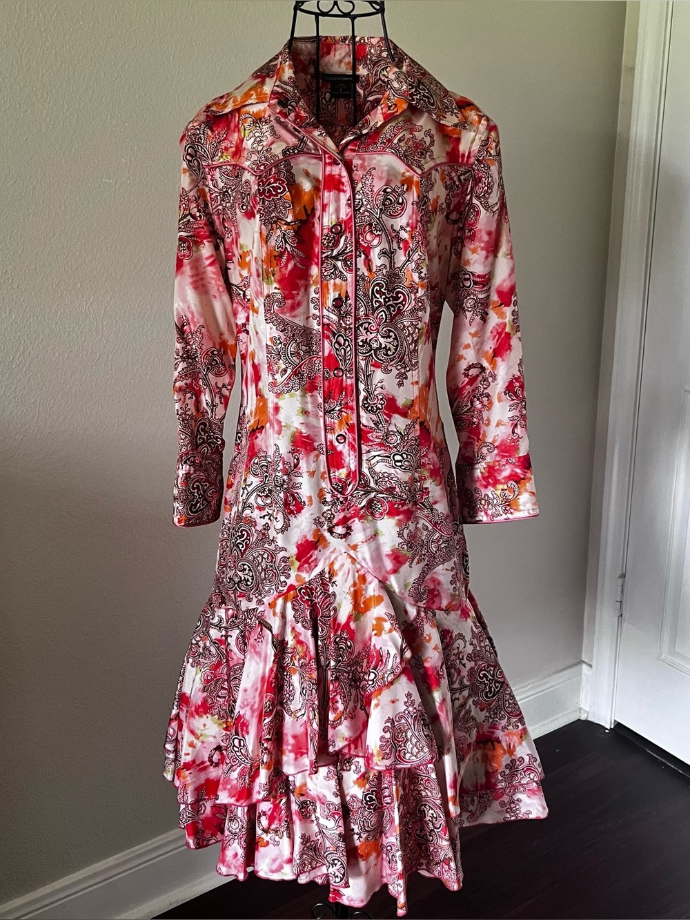 Victoria's Secret Vintage Moda International tiered ruffle midi shirt dress